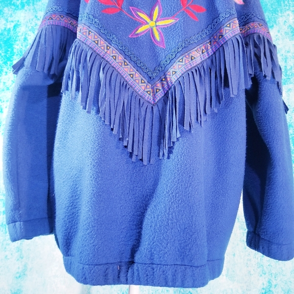 Vintage Jackets & Coats Vtg 8s Rafael Southwestern Fringe Fleece